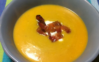 Roasted Pumpkin Soup with Candied Bacon